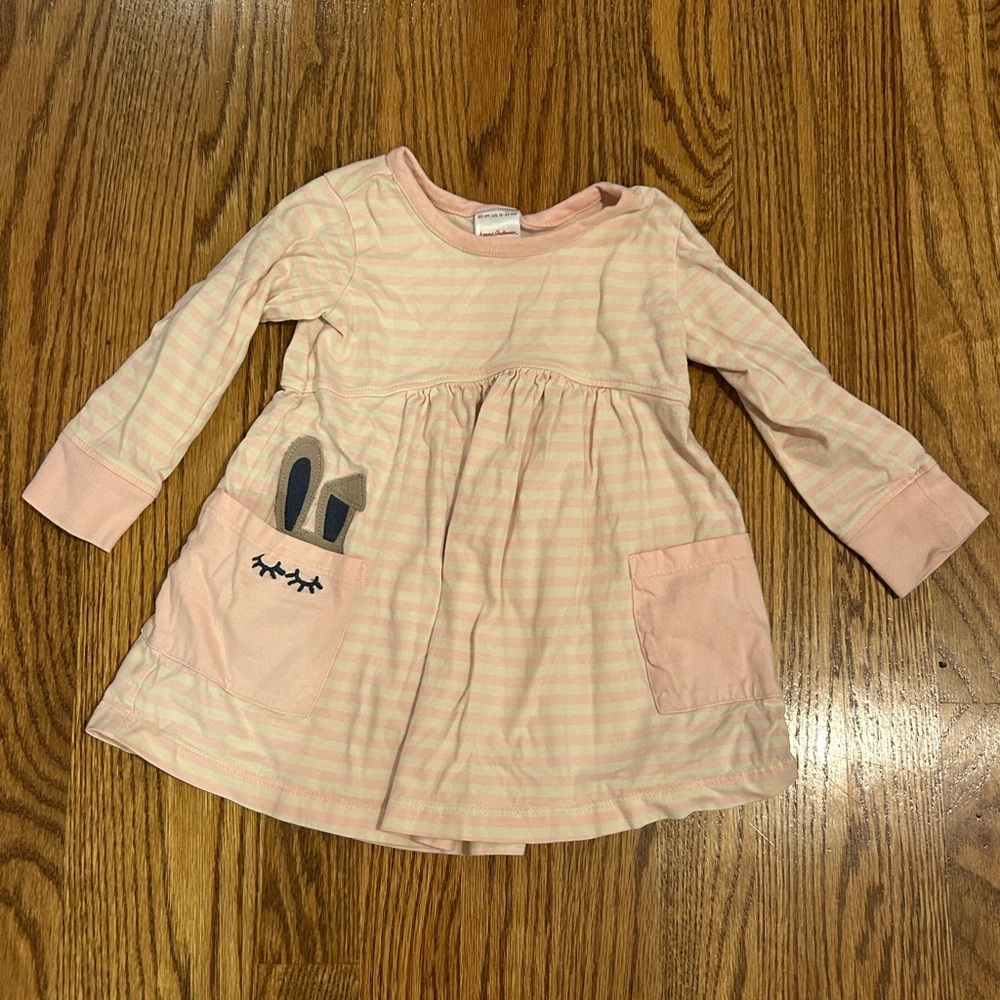 Hanna Andersson Pink Striped Skater Dress with Pocket Accents